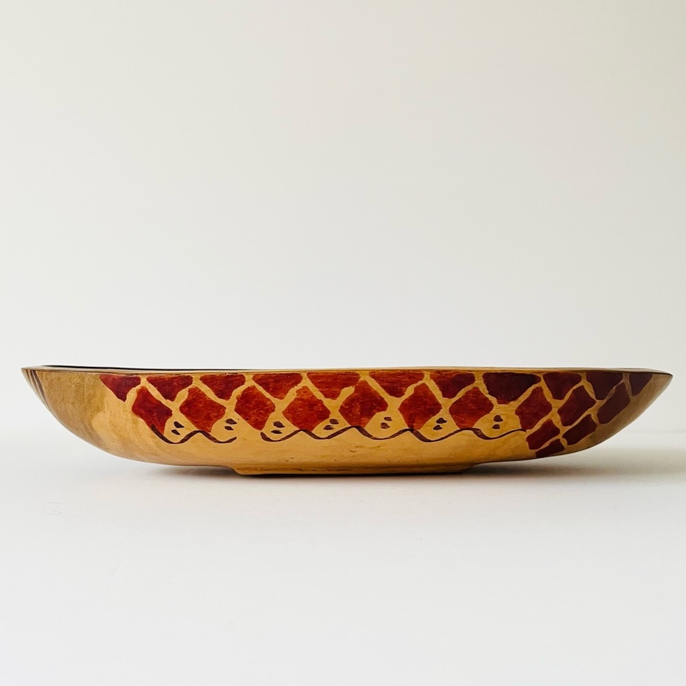 Hand-Carved African Wooden Oval Decorative Serving Dish - Picture 4 of 6
